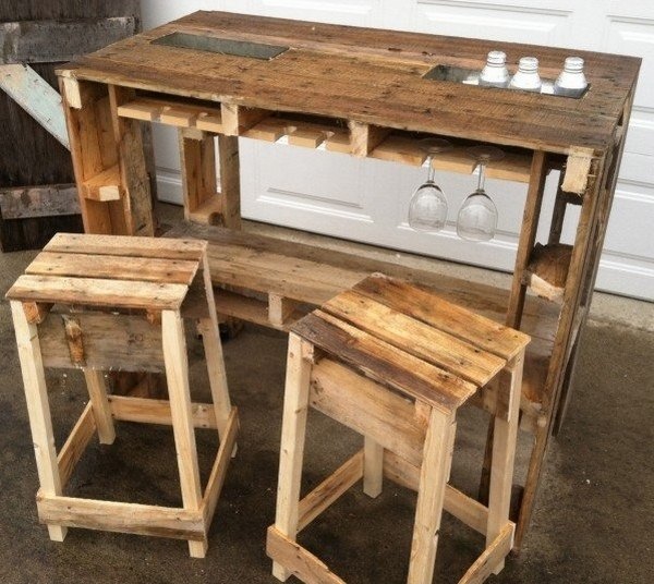 diy bar counter wooden stools rustic furniture garden furniture
