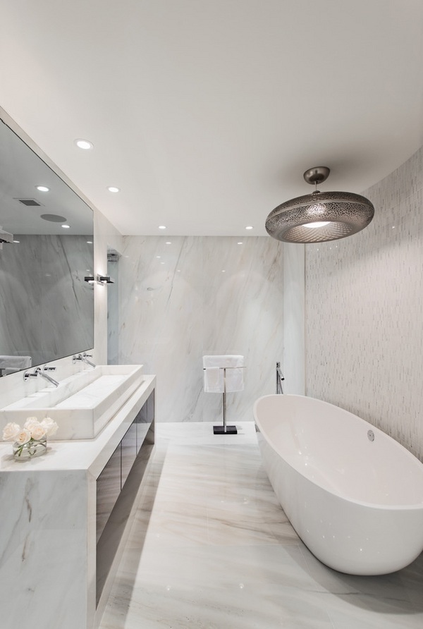 elegant modern tiles freestanding tub wall mirror