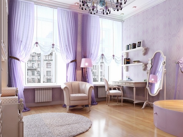  pastel bedroom design pale purple colors wood flooring