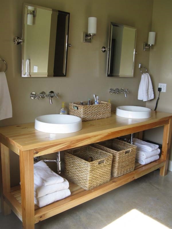  bathroom vanity wood storage baskets open shelf