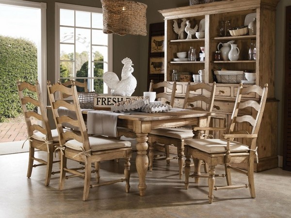 farmhouse style dining room design ideas wooden furniture cupboard doorless cabinets