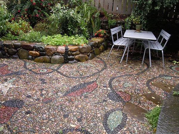 garden landscape ideas pebble stone path retaining wall