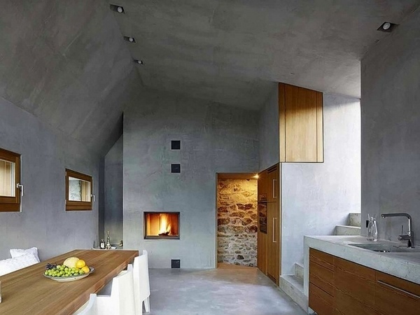 gray-concrete walls minimalist kitchen ideas