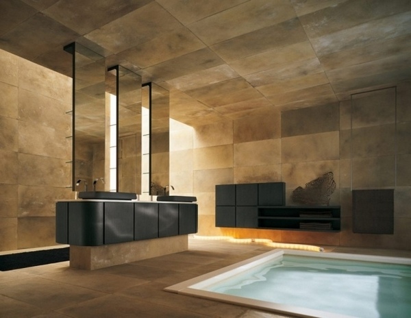 minimalist-bathroom-design-in-ground-pool-recessed-lighting-modular-cabinets
