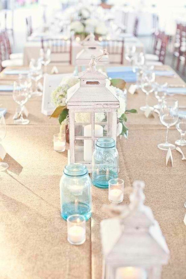 maritime table decoration beach wedding decor lanterns tea candles