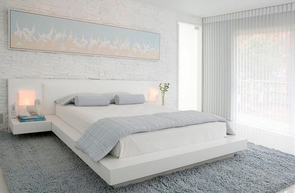 minimalist design white platform bed