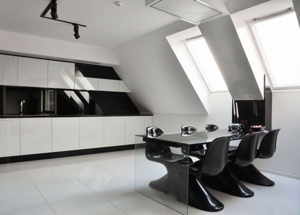 minimalist kitchen dining room interior design black white colors