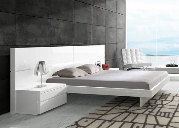 modern bedroom ideas white bed white headboard gray wall color
