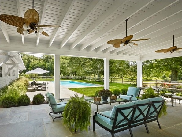modern patio design white wooden outdoor fans ideas