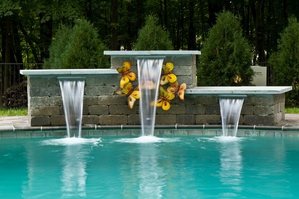 modern waterfalls swimming pool design ideas pool water features