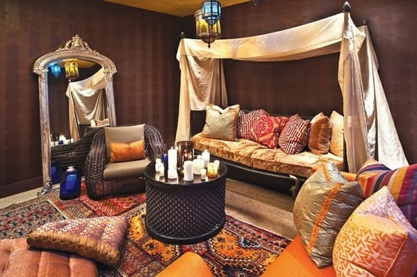 oriental carpet floor cushions decorative sofa pillows living room interior moroccan style