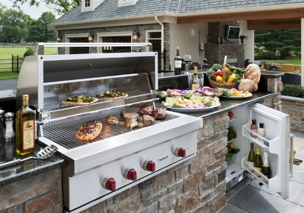 outdoor kitchen design fridge grill cook top
