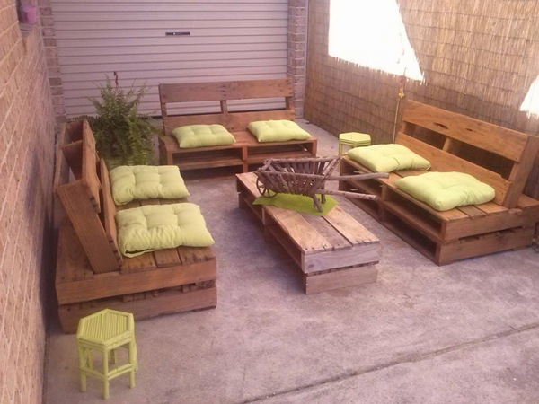 pallet patio furniture DIY sofa set coffee table