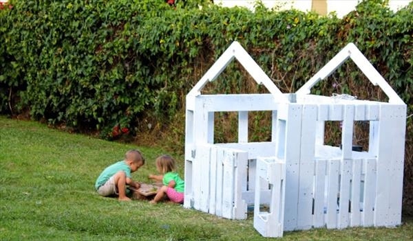 pallet playhouse design ideas white summer garden 