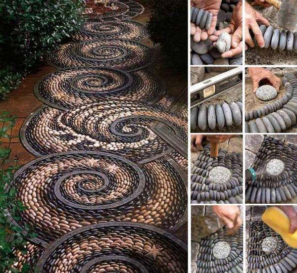 pebble-path-spiral-pattern-garden-decor-DIY-garden-path