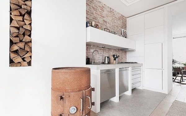 rustic-style-kitchen-white-cabinets-brick-backsplash