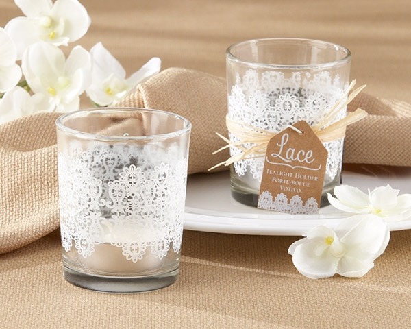 rustic wedding favors lace tea candle holder vintage style gifts
