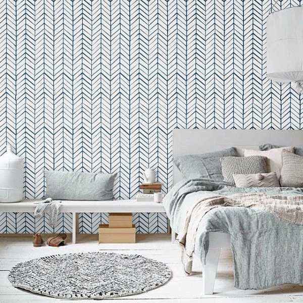 self-adhesive-wallpapers-chevron-pattern-bedroom decorating ideas