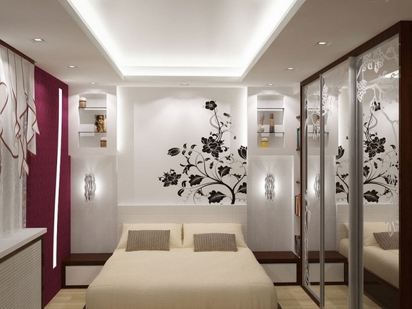 small bedroom flower wall decal LED lighting walls ceiling