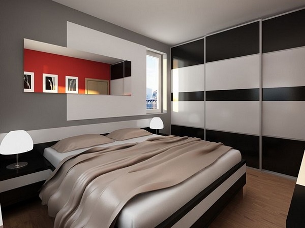 small-bedroom-interior-design-ideas wardrobe sliding doors