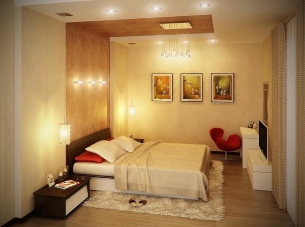 small-bedrooms-ideas-modern lighting concept low furniture