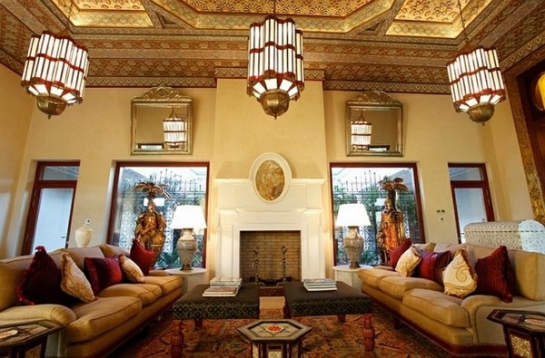 spectacular-ceiling-design-pendant-chandeliers-lanterns-moroccan-style-living-room-interior