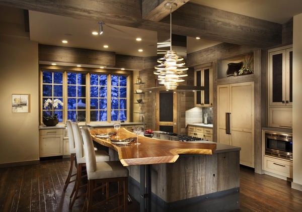 spectacular solid wood top rustic kitchen design