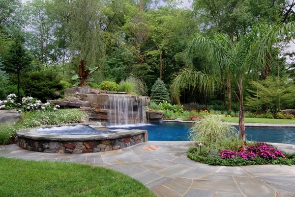 pool design with waterfalls backyard lanscaping ideas