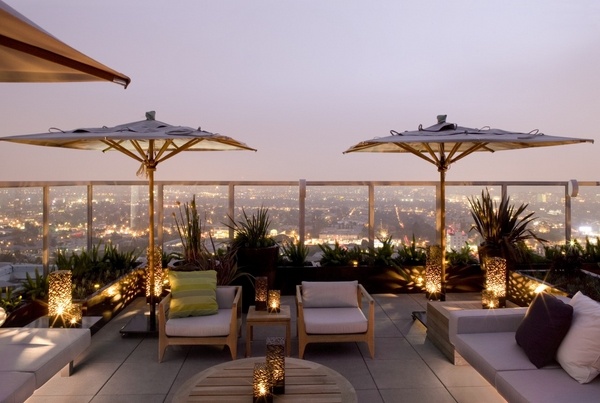 unique rooftop deck ideas elegant furniture parasols outdoor lighting