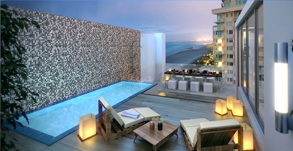 unique rooftop deck ideas swimming pool lounge furniture outdoor lighting
