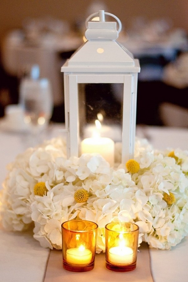 white flowers lantern centerpiece ideas romantic table decor