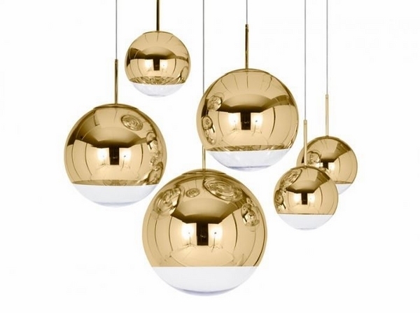 2015 Pendant lighting ideas mirror ball gold finish modern pendant lighting