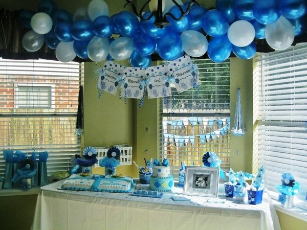 Baby boy shower decorations balloons banner 