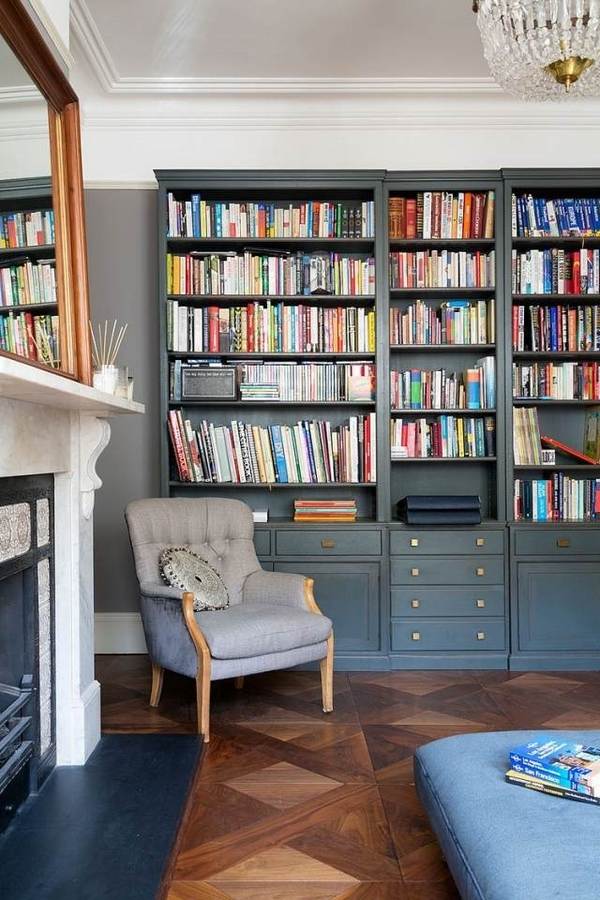 Classic bookcase system library furniture ideas armchair