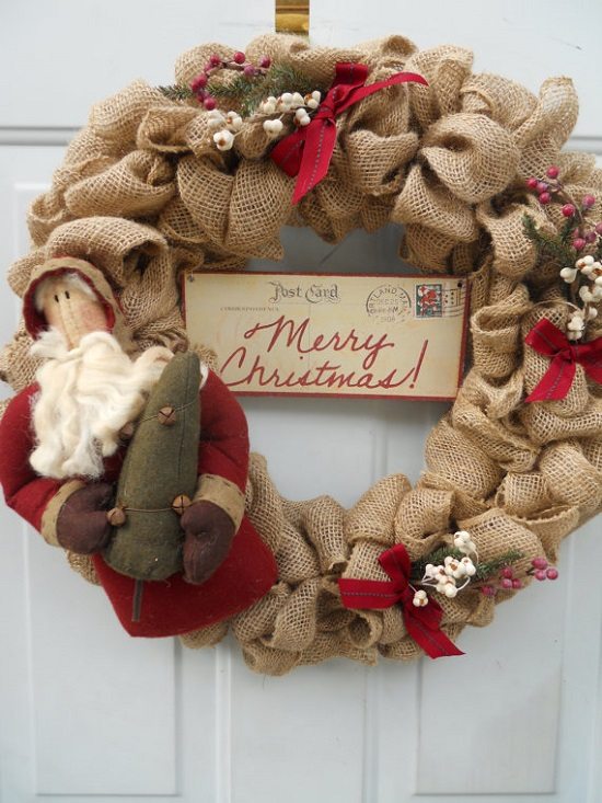 DIY wreath santa Christmas letter envelope