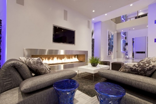 Modern fireplace interior 