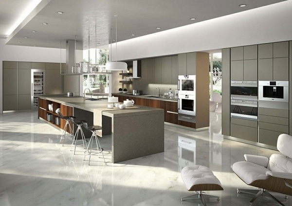 Modern-gray-kitchen-modular-cabinets-kitchen-island-with-seating-built-in-appliances