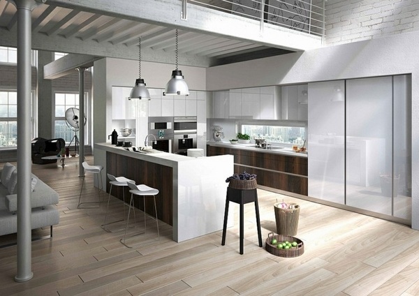 Modern gloss finish cabinet fronts kitchen island
