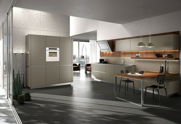 Modern kitchen neutral colors design ideas floating shelf
