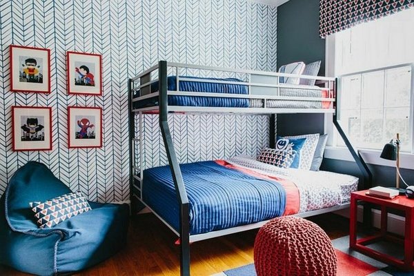 chevron pattern kids bedroom decor bunk bed