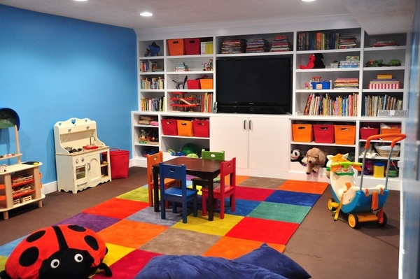basement playroom ideas safe flooring rubber tiles