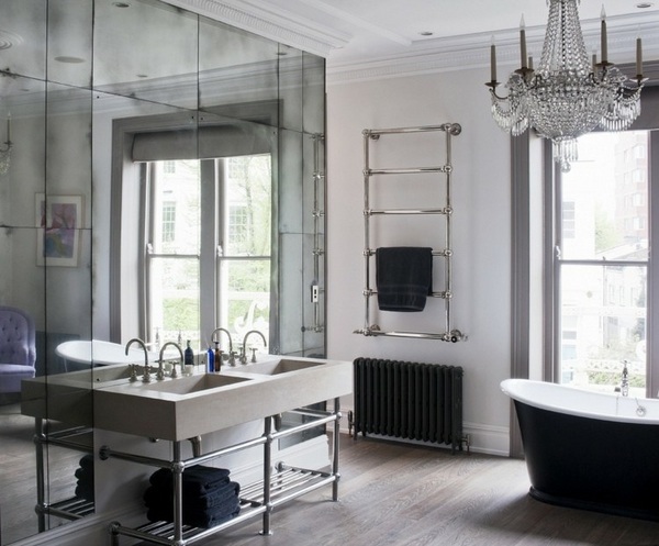 bathroom decor ideas freestanding tub large vintage chandelier