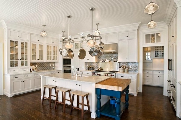 beautiful kitchen white cabinets wood flooring pendant lighting fixtures beadboard