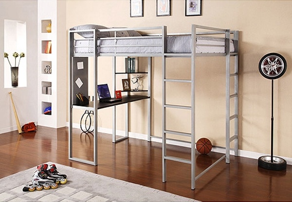 bed and desk combo metal construction teen room furniture