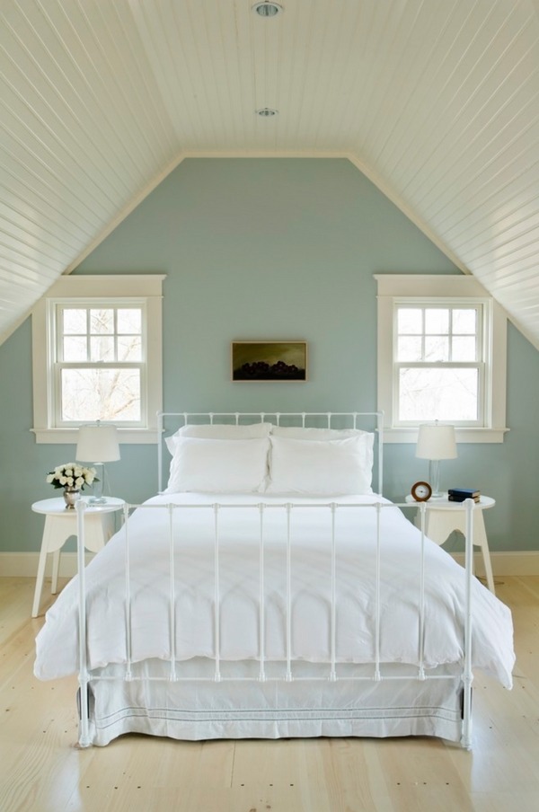 bedroom ceiling ideas beadboard blue white interior
