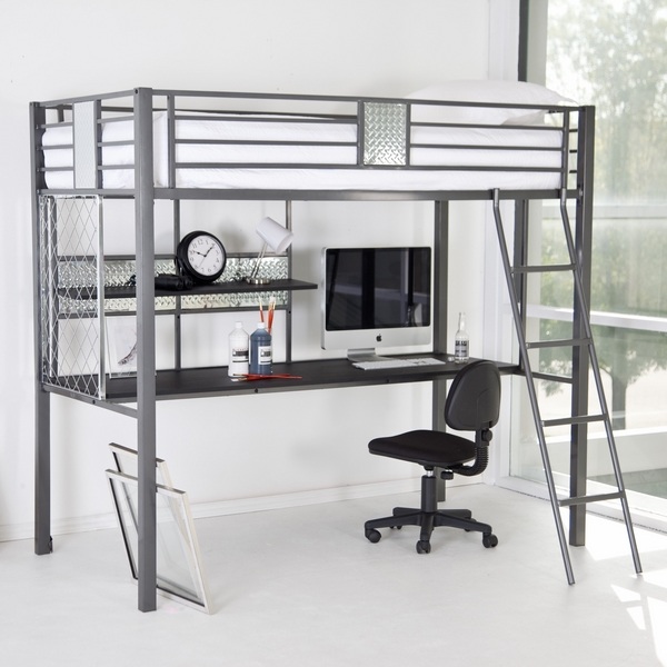 bedroom furniture loft bed with office desk combo black swivel chair