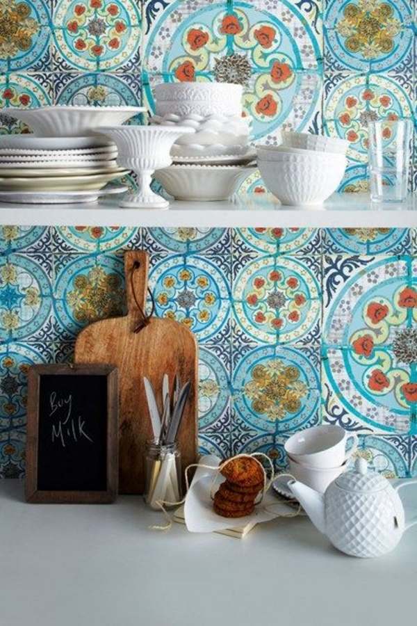 blue tile ideas ceramic backsplash tiles geometric pattern