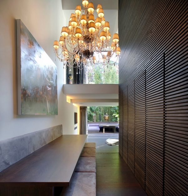 contemporary hall glamorous tiered chandelier