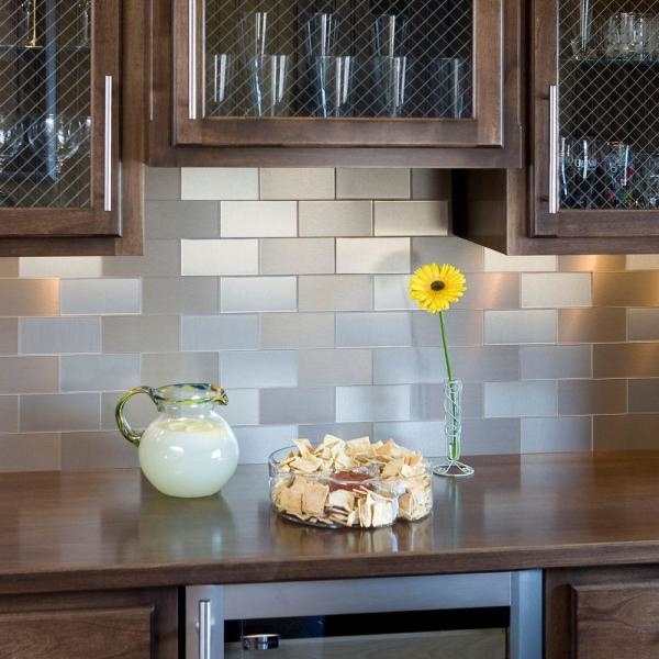 contemporary kitchen stainless steel self adhesive backsplash tiles