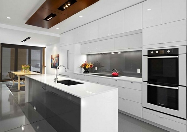 contemporary white kitchen modular cabinets island built in ovens
